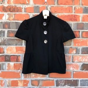 Michael Kors Black Cap Sleeve Peplum Jacket S